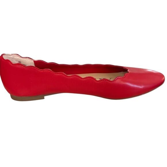 Sam & Libby Women's Red Scalloped Ballet Flats Size 8.5 Casual Shoes - Picture 3 of 9